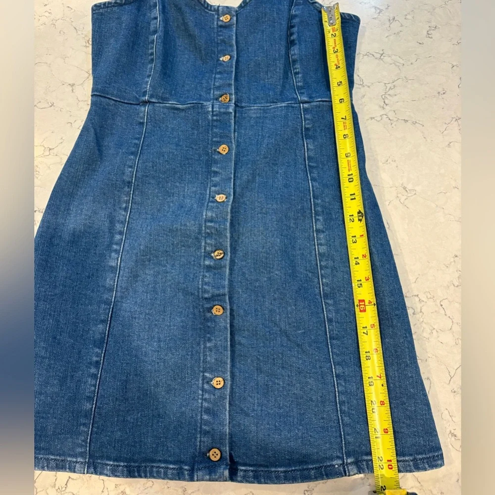 Pull&Bear Cami Denim Mini Dress‎ sweetheart neck spaghetti straps Size m - Picture 6 of 10